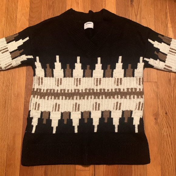Old Navy - Slouchy Fair Isle V-Neck Tunic Sweater - Size Small - Lightly Worn - Picture 2 of 7